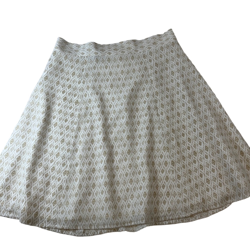 Pendleton White‎ Beige Patterned Aline Linen Cotton Petite Skirt Size 14 Womens
